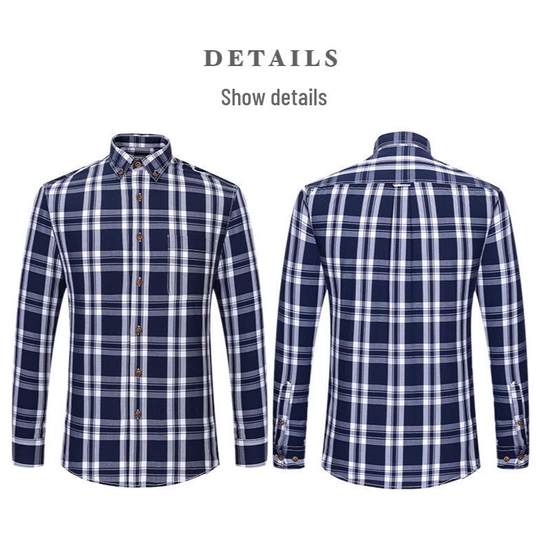 Men's Carbon Brushed Long-Sleeve Plaid Cotton Shirt
