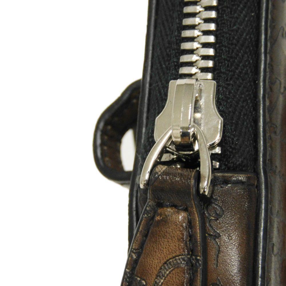 Used Anjou Nano Scritto Leather Pouch 11828 7922 Mini Body Bag/Waist Bag Calligraphy Cacao Men's from Japan AUTHENTIC