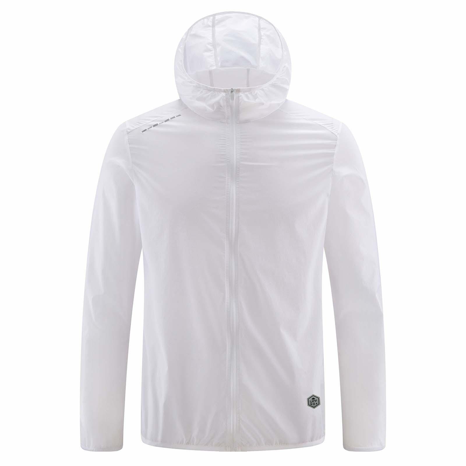 

Літня модна однотонна куртка унісекс на блискавці з тонким капюшоном Куртка з сонцезахисним козирком L білий