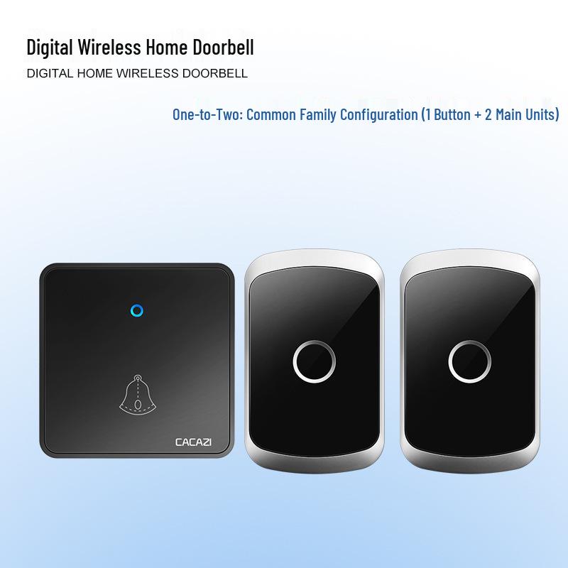 Wireless Smart Doorbell with Long-Range Button and Dual Receivers, Battery-Free
