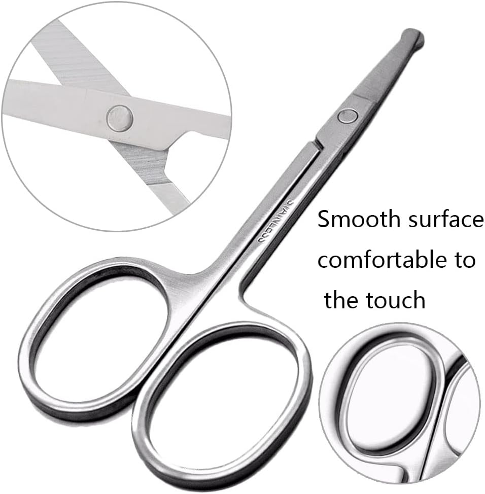 1PCS Rounded Tip Nose Hair Scissors, Stainless Steel Nose Trimmer, Facial Hair Scissors for Trimming Small Details Facial Hair