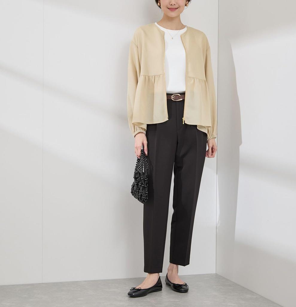 ROPE PICNIC Mesh Peplum Blouson Beige Women's GDL15010,