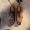Vintage Italian Mens Wedding Dress Shoes Genuine Leather Handmade Brogue Wingtip Oxford Shoes Black Brown Formal Shoes for Men