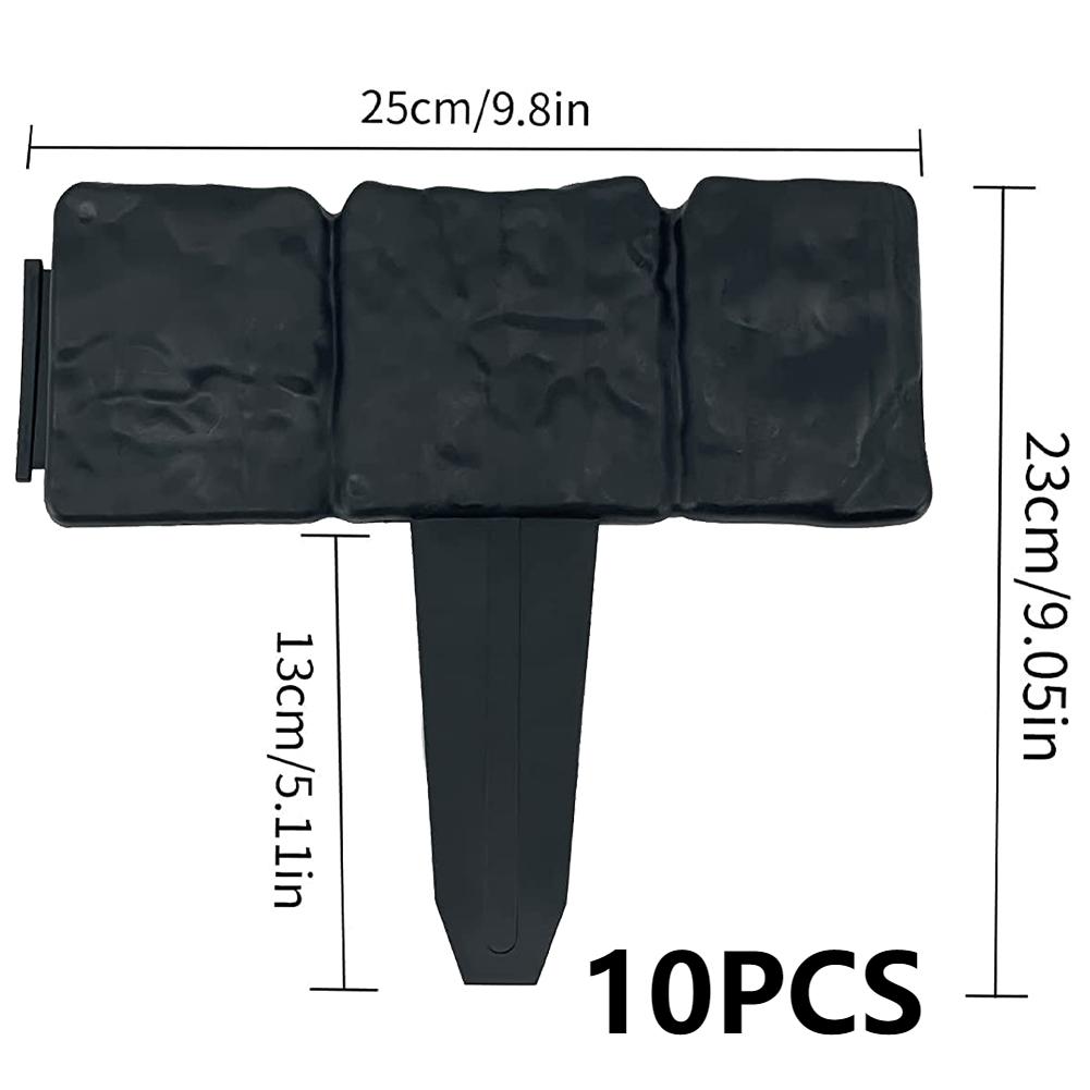 10pcs Garden Fence Edging,Home Garden Border Edging Plastic Fence Stone DIY Yard Landscape Plant Fence Fit for Lawn Yard Flow