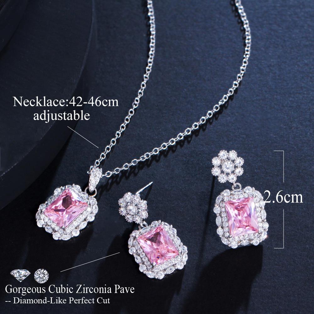 Ensemble de Bijoux Mode Jaune Brillant Carré Zircone Cubique Fleur Boucles d'Oreilles Pendantes Collier à Maillons pour Femmes Style Quotidien Bord de Mer