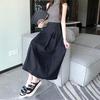 Elegant Jacquard Pleated Skirt for Petite Women - Elastic Waist, Slimming Design, Trendy Chinese Style