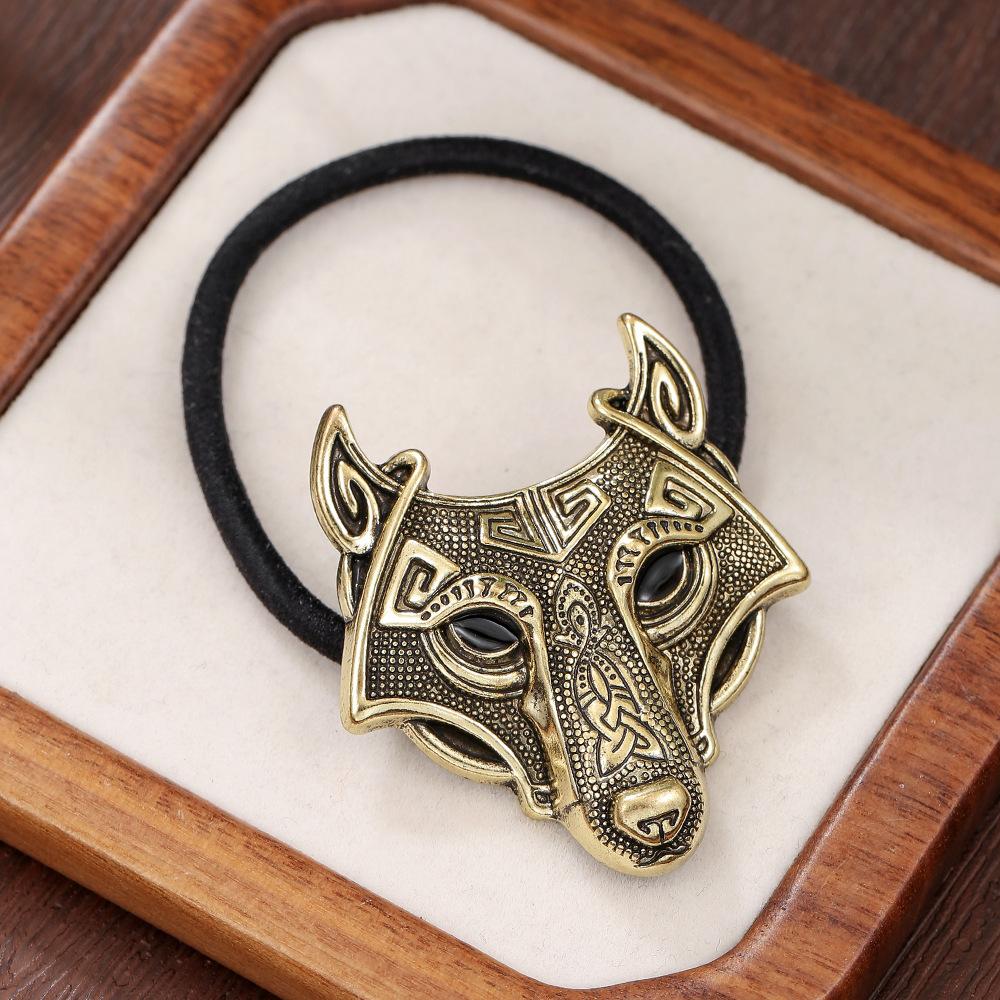 

Cross Border Popular Viking Celtic Wolf Leather Rope Women s Hair Strap Animal Loop Elastic Tied Ponytail Accessories Wholesale Replacement