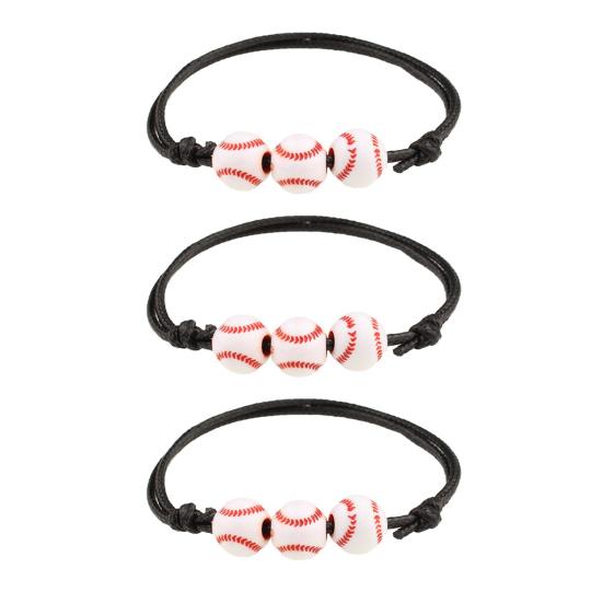 3Pcs Sports Ball Beaded Bracelet Set Adjustable Drawstring Beaded Hand Braided Rope B