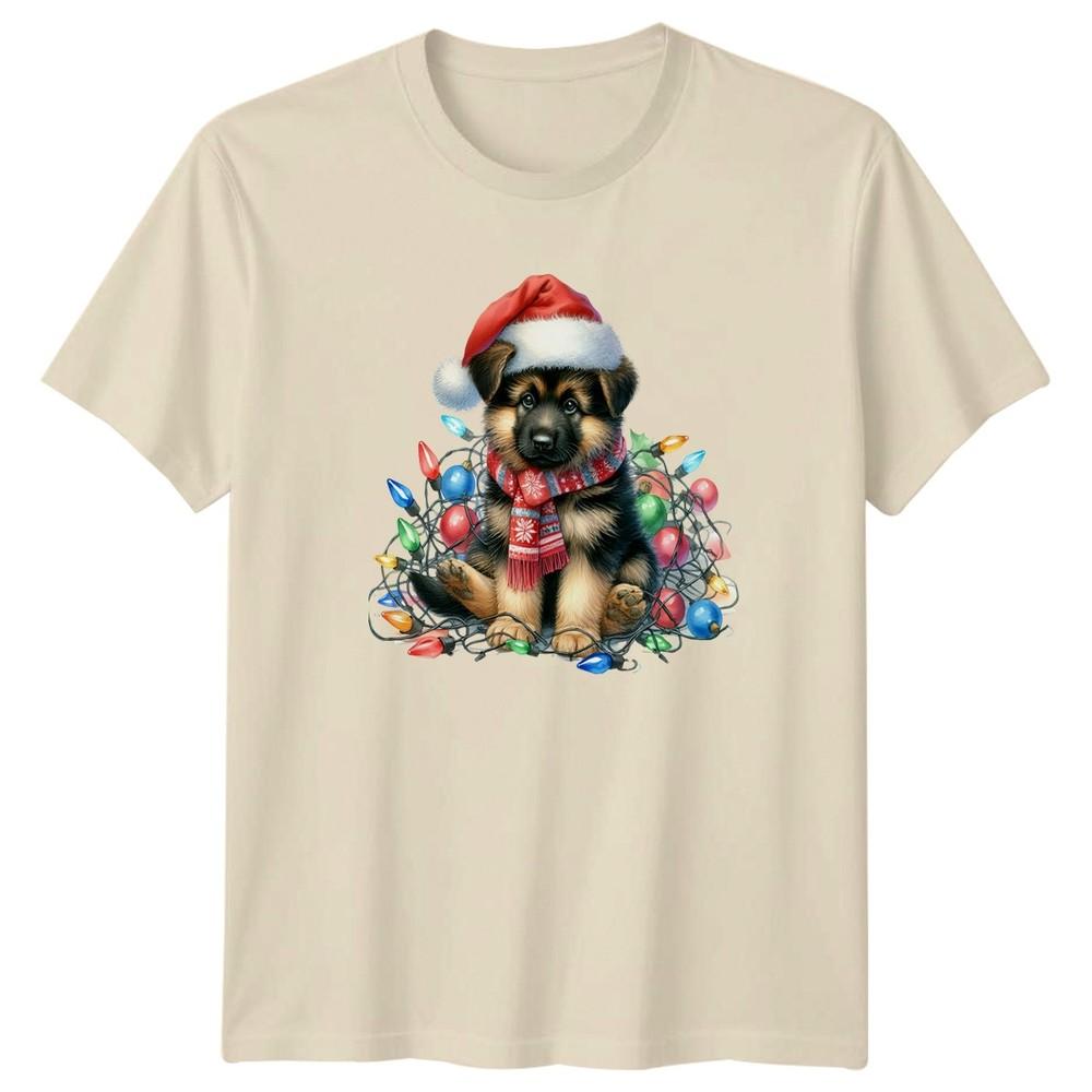 GerUnisex Shepherd Puppy Christmas Holidays Unisexs TShirt Unisexs Tee Graphic Top a