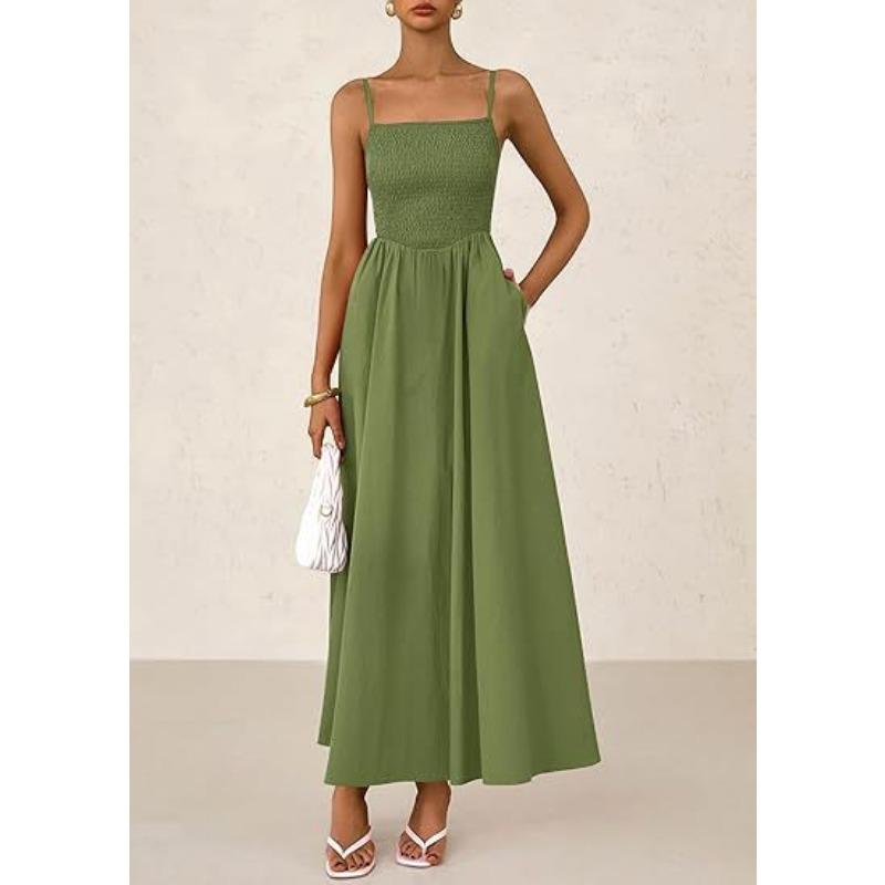 Damen Dünner Schultergurt Plissee Weste Trägerkleid mit Tasche