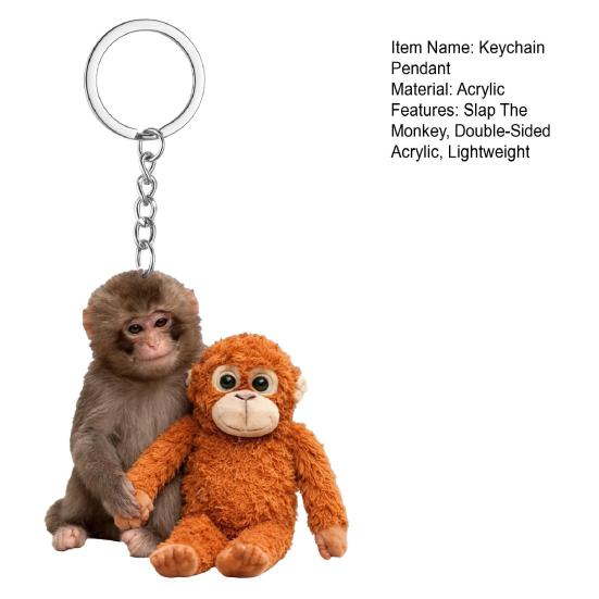 Klíčenka s přívěskem Plácni opici Oboustranný akrylový opičák držící hračku Klíčenka Batoh Kabelka Doplňky