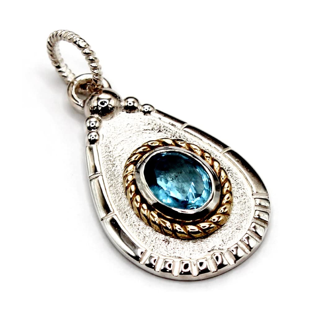 

Accessories Blue Topaz Pendant Silver 925 Swiss Blue Topaz Pendant Top [World Carmelo] Women s срібний