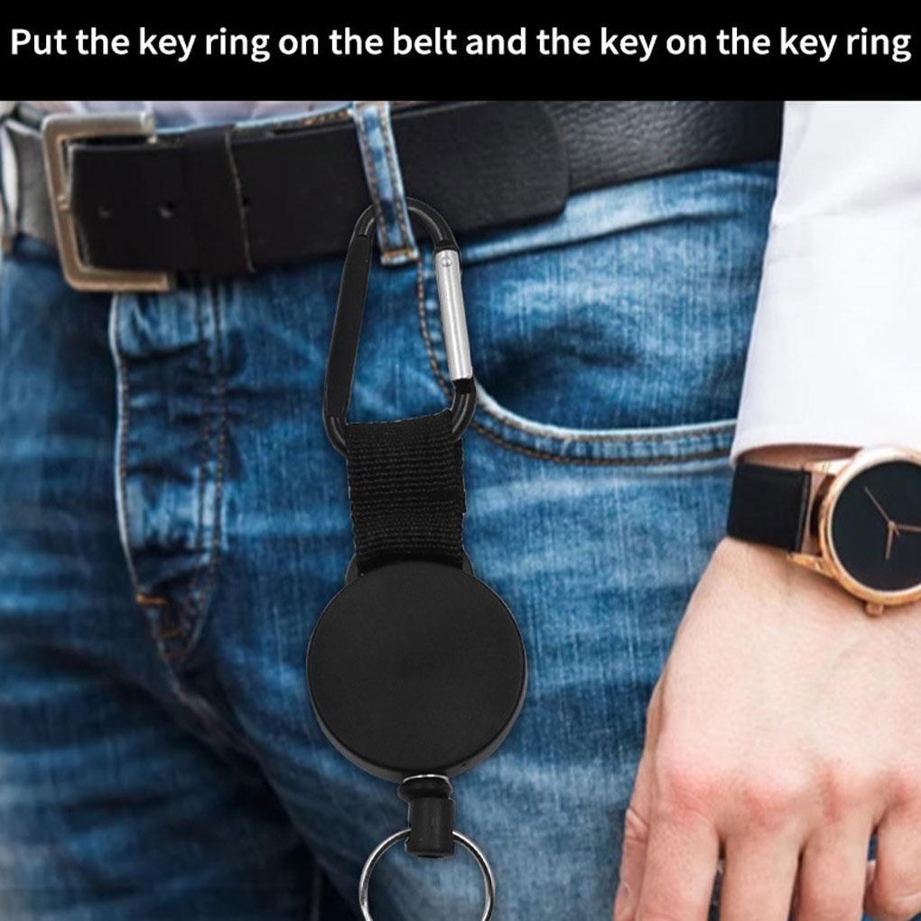 Wire Rope Buckle ABS Anti-theft Security Camping Ring Carabiner Outdoor Black Students with Tools Retractable Climb King