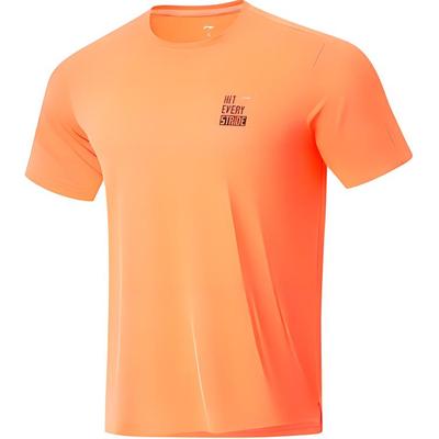 Li Ning Running Series Sports Casual Simple Solid Color Breathable Short Sleeve T-Shirt Men Tops Fluorescent-Melon-Orange ATSU191-5
