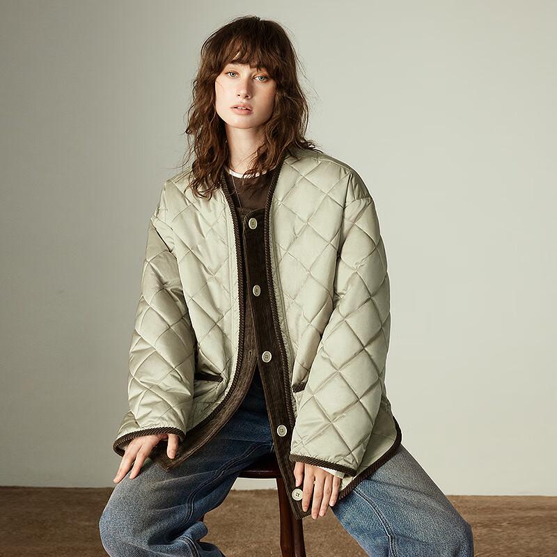 Chuyu Women's Retro Corduroy Quilted Padded Jacket