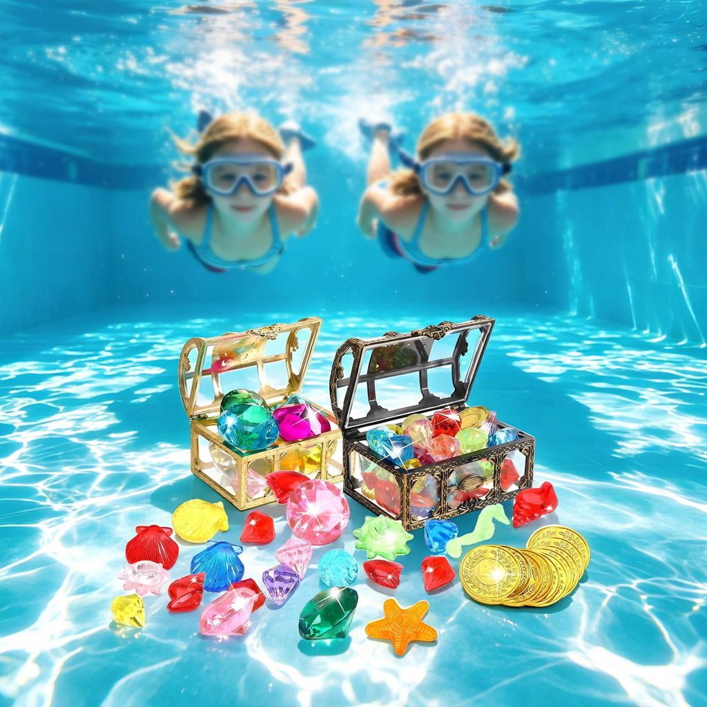 Summer-Appropriate Children's Pool And Diving Pool Toys, Diving Game Treasure Chest Toy Set.