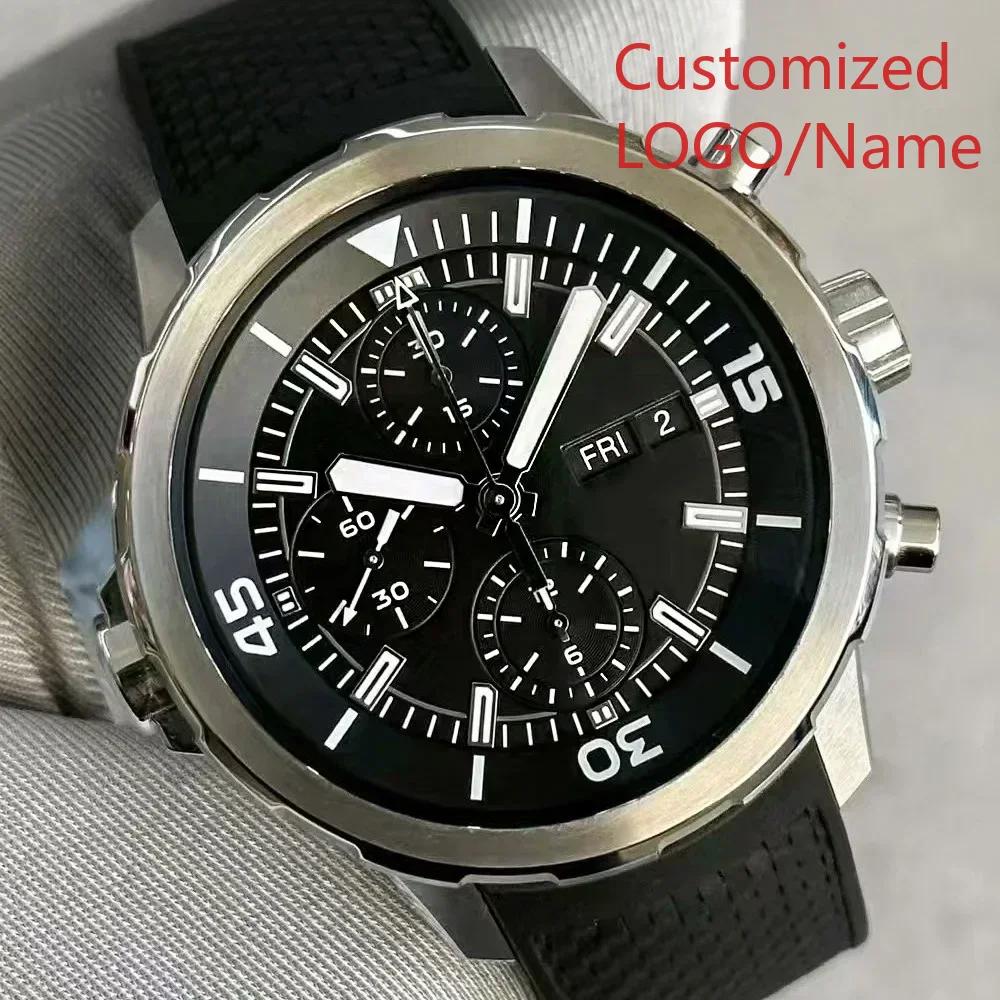 A11 Store Customized Watch   Aquatimer Special External Mens Quartz Chronograph Watch Rotating Bezel Blue Black Rubber  44mm
