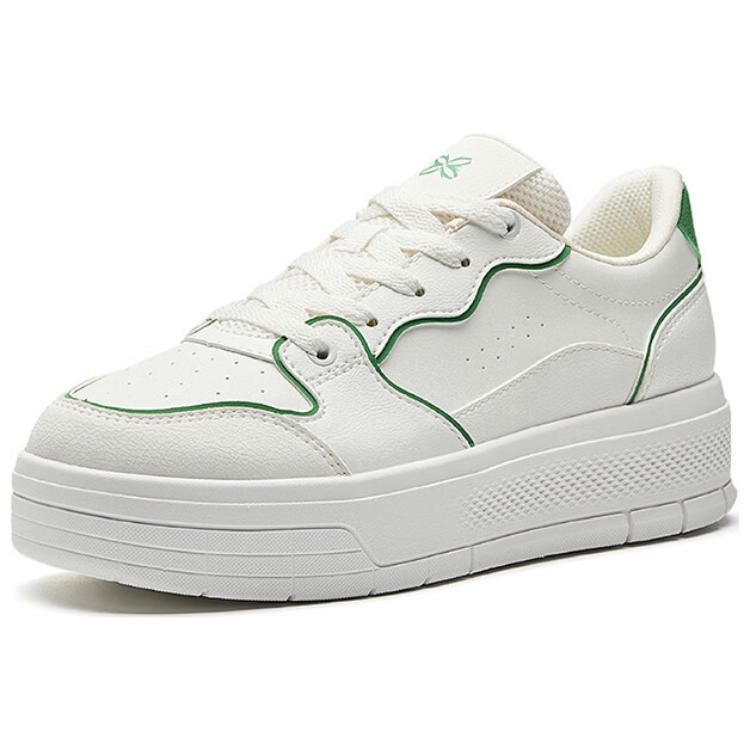 Anta Jelly Shoes 2 Versatile Casual Breathable Lightweight Increased Height Low Top Skate Shoes Women Sneakers White Green 122528032-1