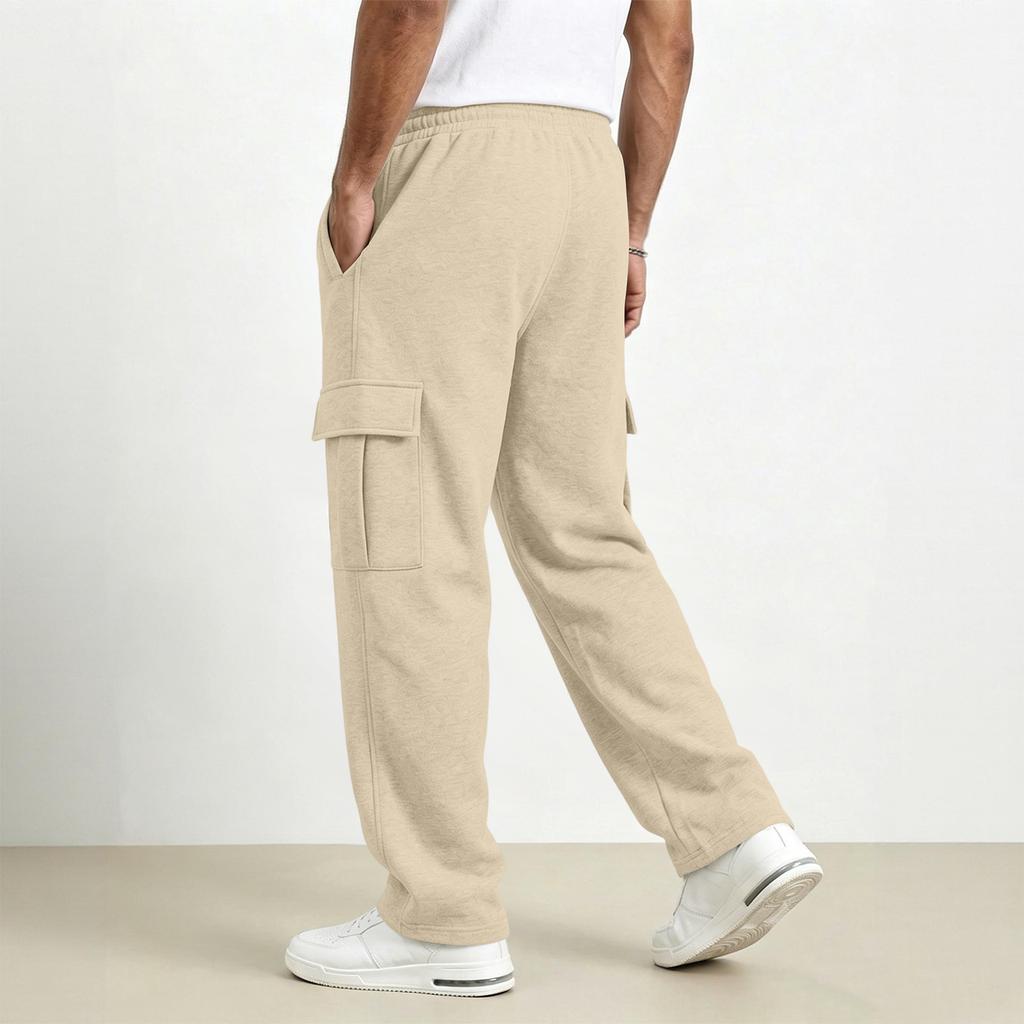 Pantalon de jogging cargo pour homme Coupe ample Jambe droite Taille élastique Pantalon athlétique décontracté