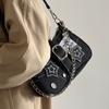 New Star Denim Underarm Bag Retro Niche English Poster Chain Bag Shoulder Bag Women