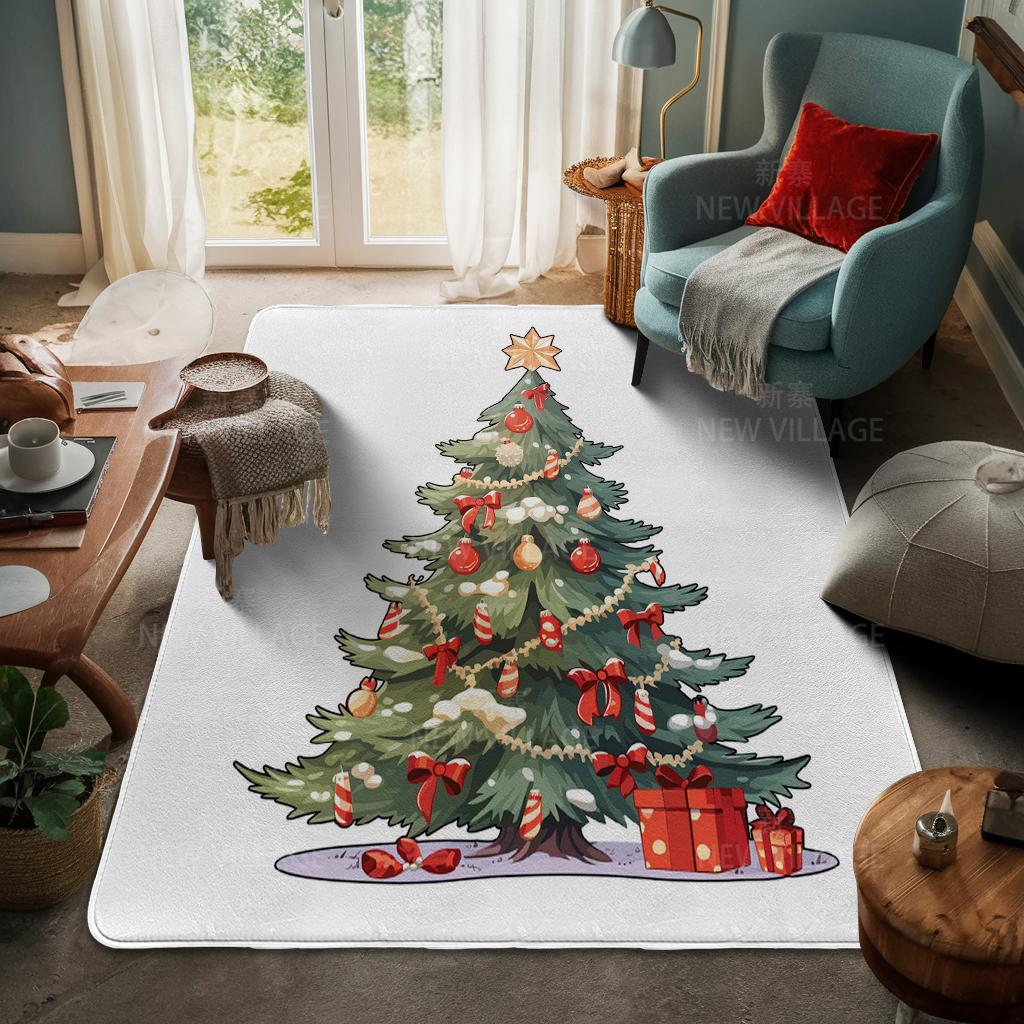 House Entrance Carpet Home Door Mat Living Room Bath Foot Bathroom Non-slip Water Absorption Rugs Bath Merry Christmas Winter