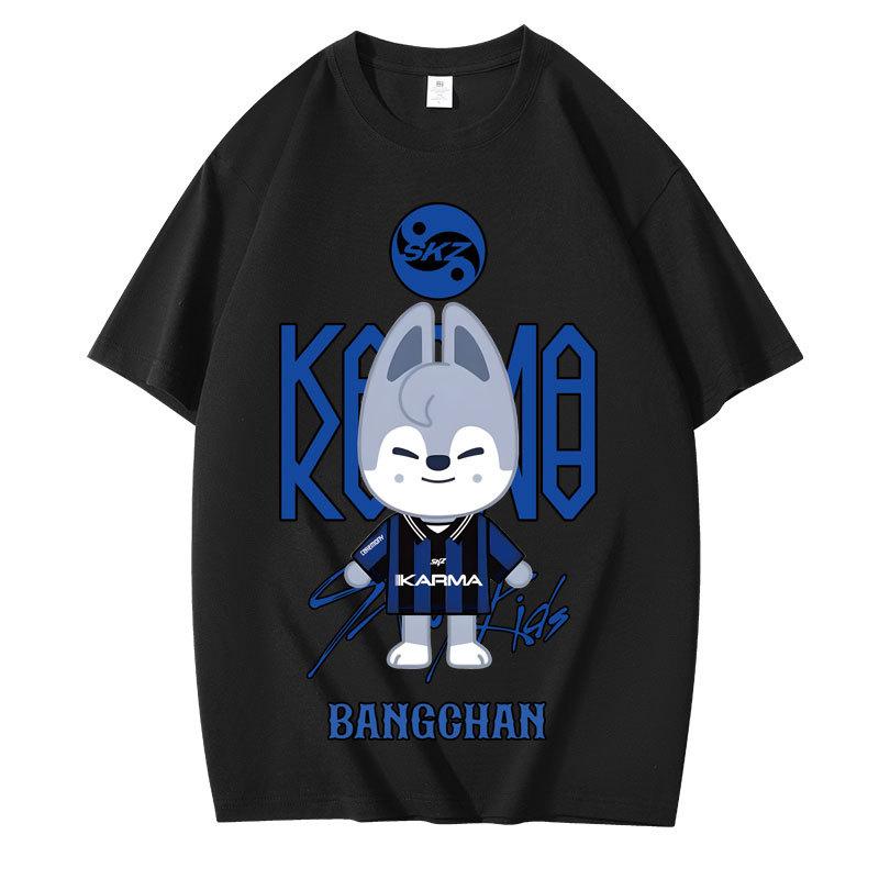 2025 KPOP KARMA HYUNJIN Cartoon Print Oversized T Shirt Women Korean Fashion Fans Cotton Hip Hop Tee Shirt Harajuku Tops