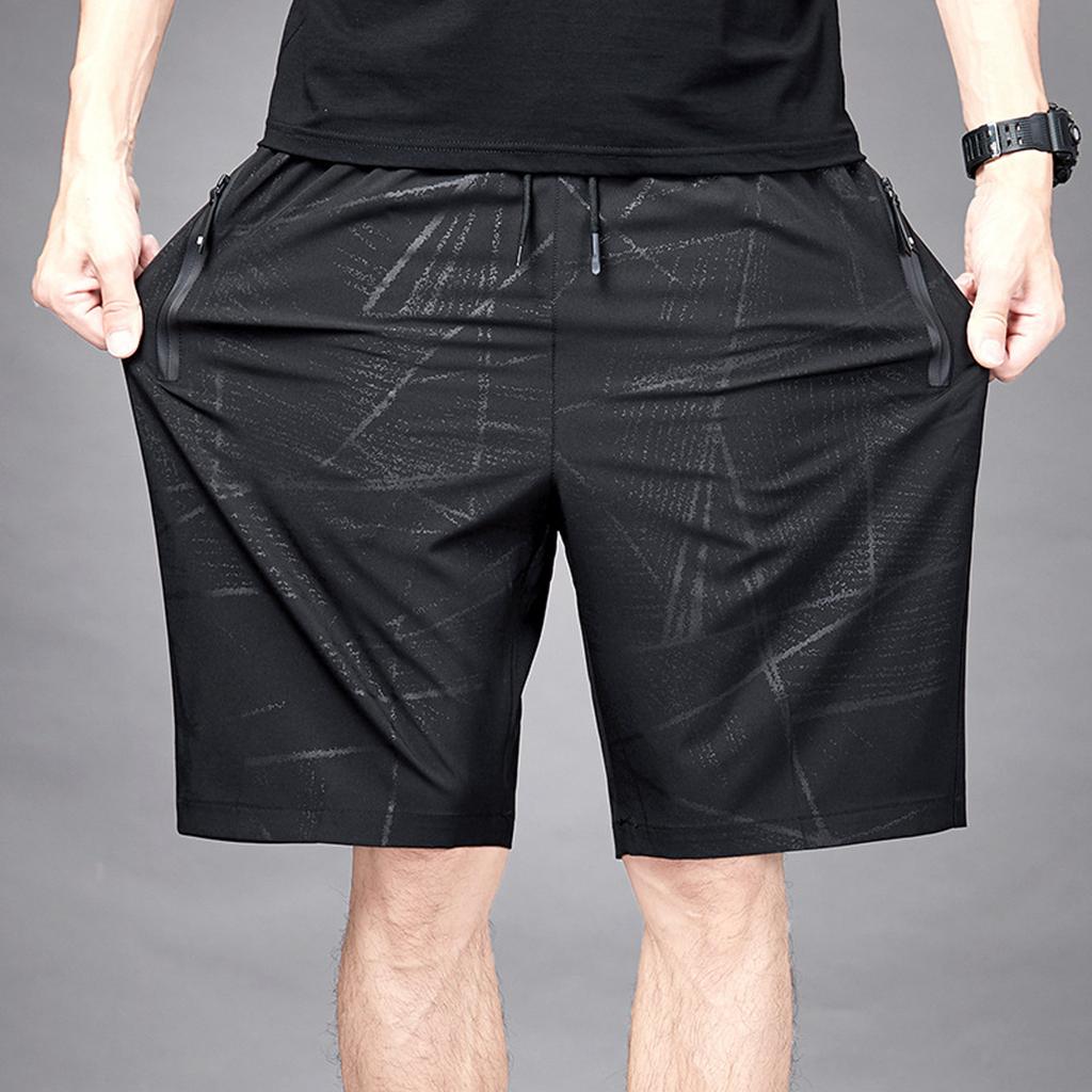 Men Summer Ice Silk Quick-Drying Elastic Sports Leisure Plus Size Beach Shorts