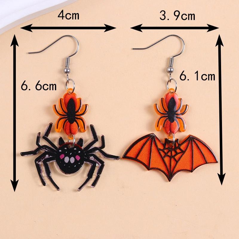 Personalized Colorful Bat Ghost Halloween Earrings Cartoon Pumpkins Spider Acrylic Drop Earring Cosplay Jewelry Accessory Gifts