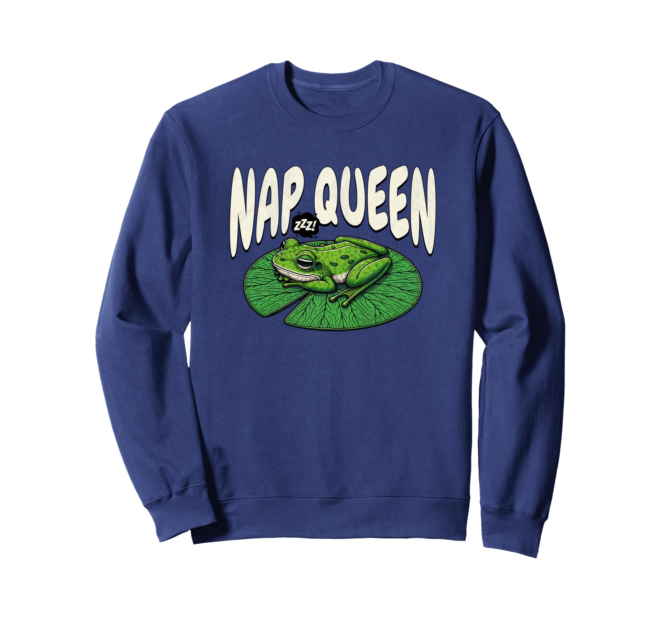 

Cute Nap Queen Frog for a relaxing nap or Sweatshirt sleep. синий