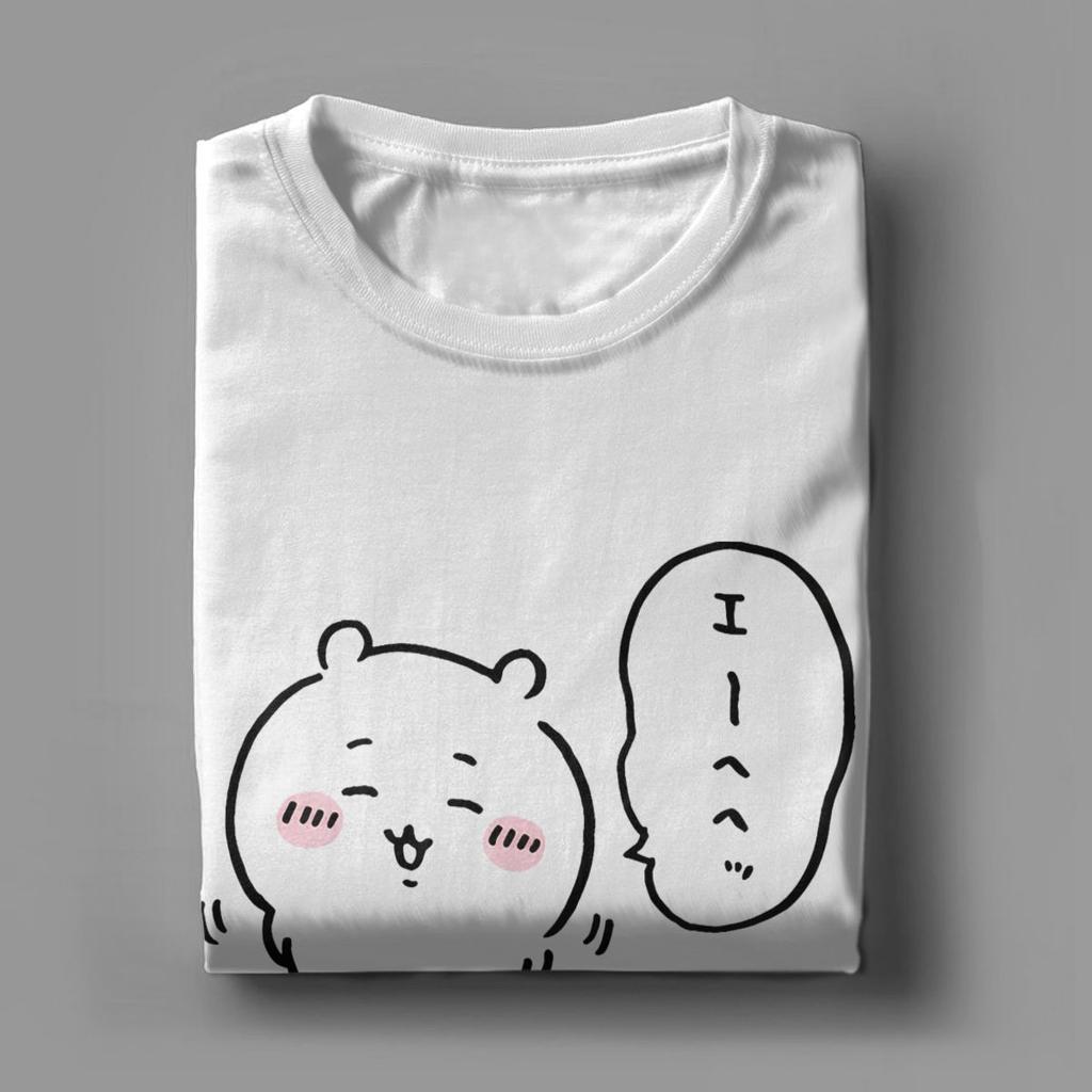 Amazing Cute Chiikawa Smiling T-Shirt Men Pure Cotton T Shirts Japanese Design Short Sleeve Tee 4XL 5XL Merchandise