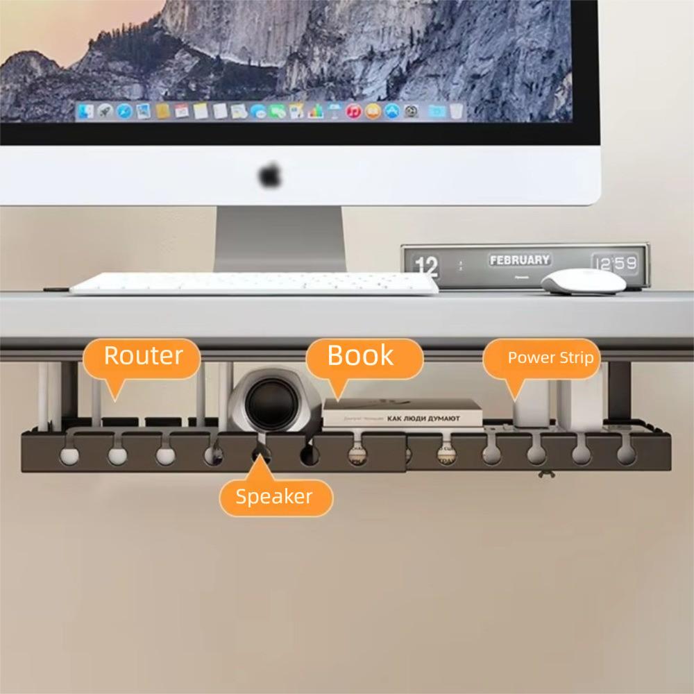 Extendable Under Desk Cable Management Tray No Drilling Cable Tray Cord Hider Raceway  for Home