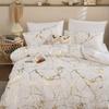 Golden Marble Pattern Duvet Cover and Pillowcase Three-piece Bedding Set