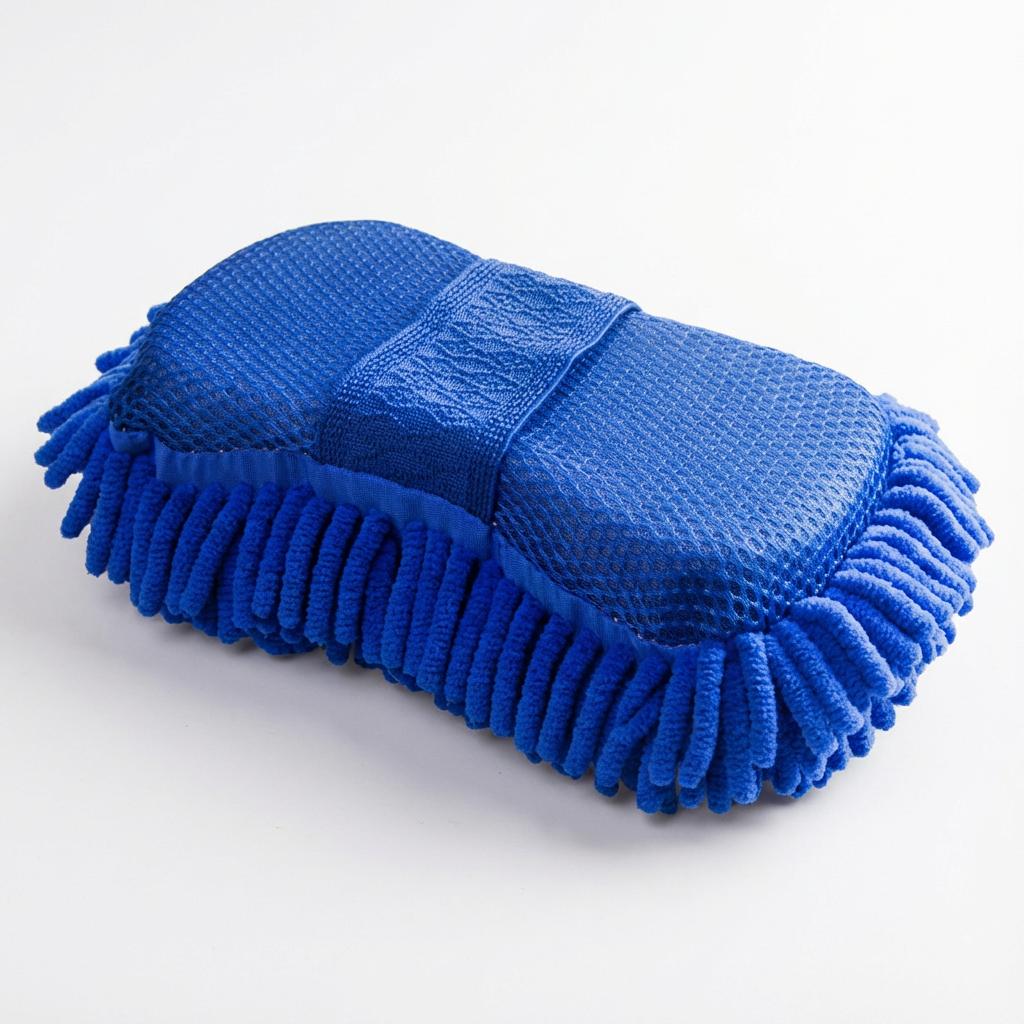

Chenille & Sponge Dual Side Car Wash Block, Scratch-Free. 26x15cm, Super Absorbent, Durable, Gentle синій