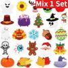 Wholesale Lots of Lots of Christmas Style Embroidery Horror Skull Patches Santa Pumpkin Thanksgiving Ironing Bag Decoration