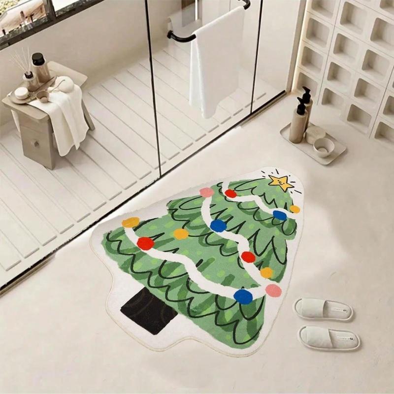 1pc Christmas Doormat, Christmas Tree Design, Non-Slip Anti-Dirt, For Christmas,  Decoration, Outdoor Garden Yard Decor