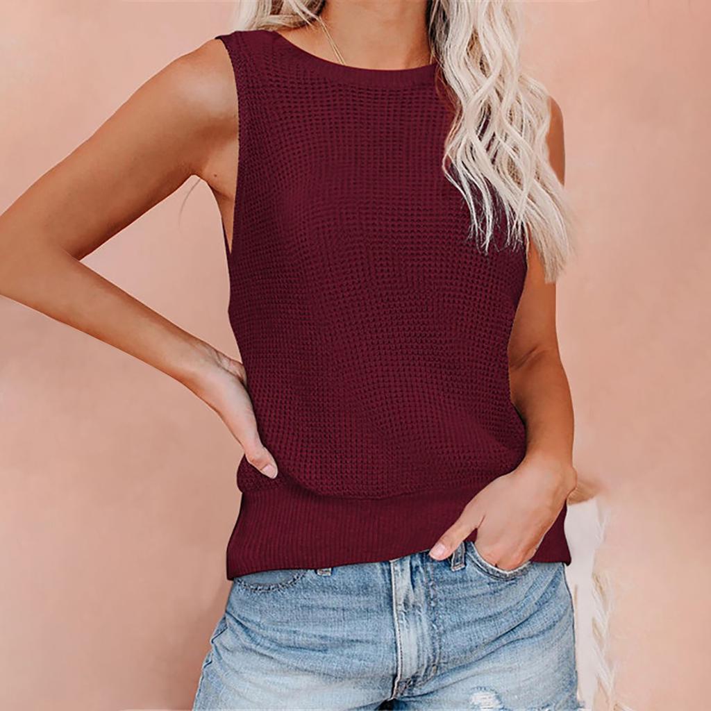 Women's Round Neck Knitted Long Sleeve Color Block Pullover Sweaters S-XXL