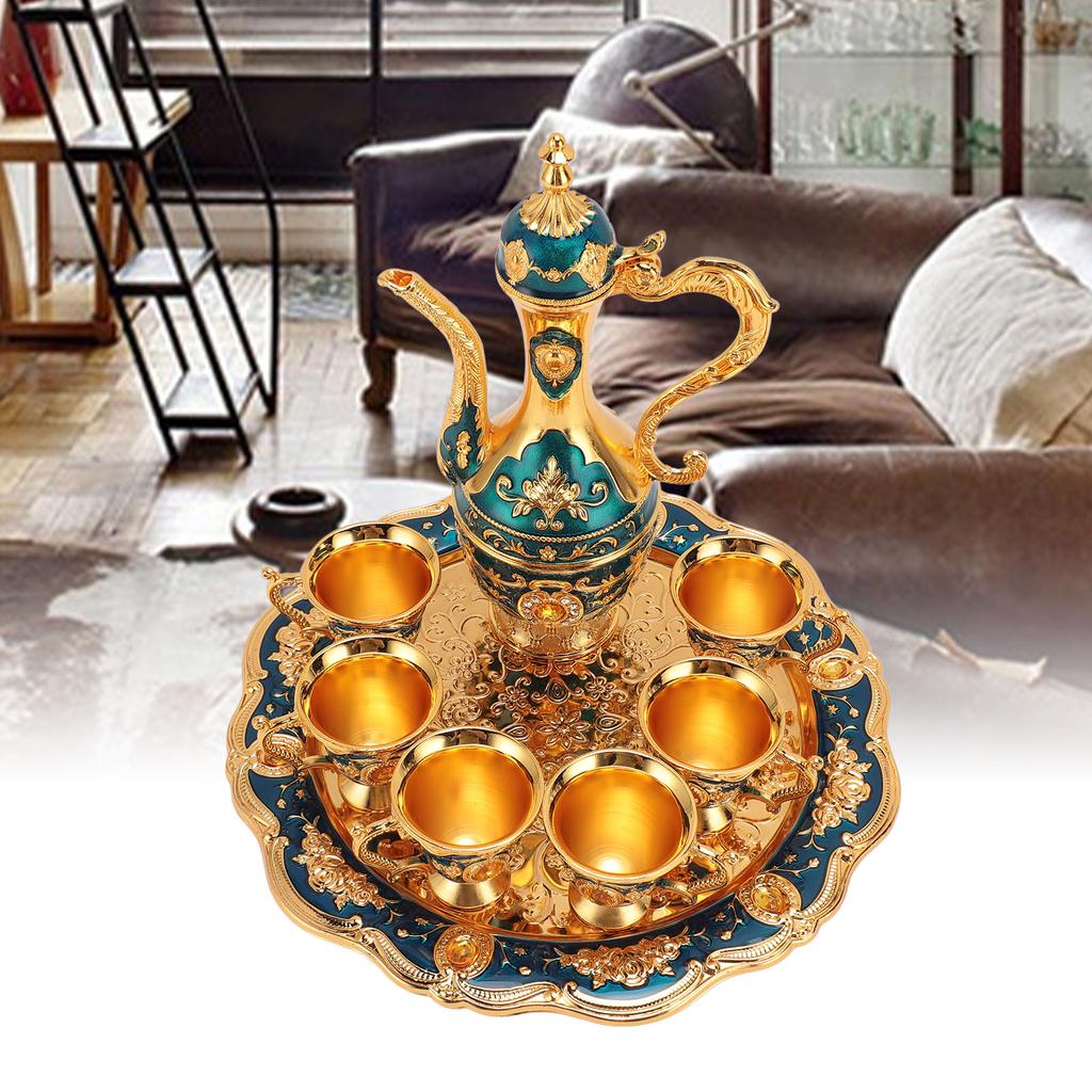 Vintage Coffee Pot Set European Wine Pot Kit With 6 Cups Teapot Tea Service Set for Wedding Birthday