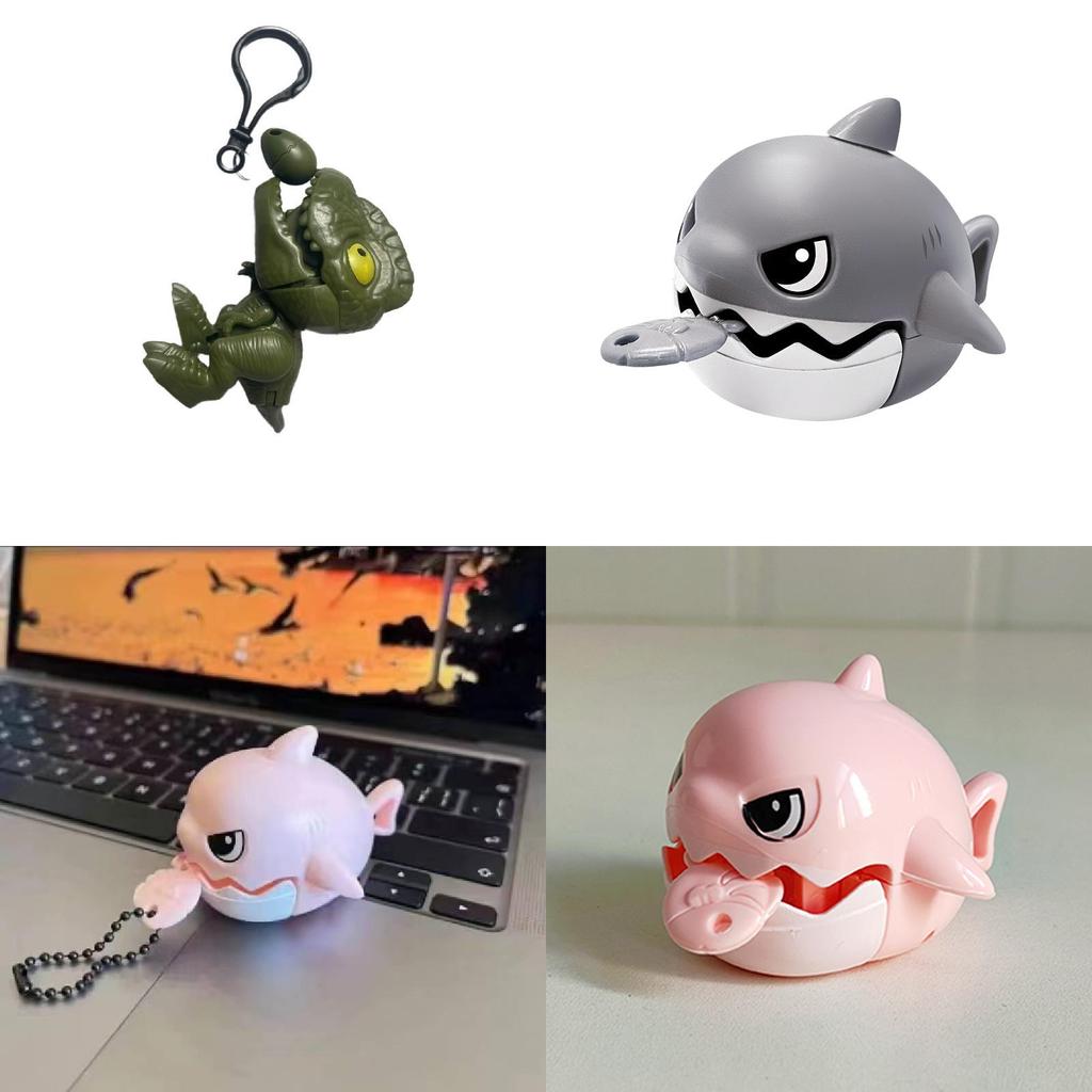 Adorable Shark Dinosaur Keychain Rope Toy Made From Durable Plastic Material For Kids