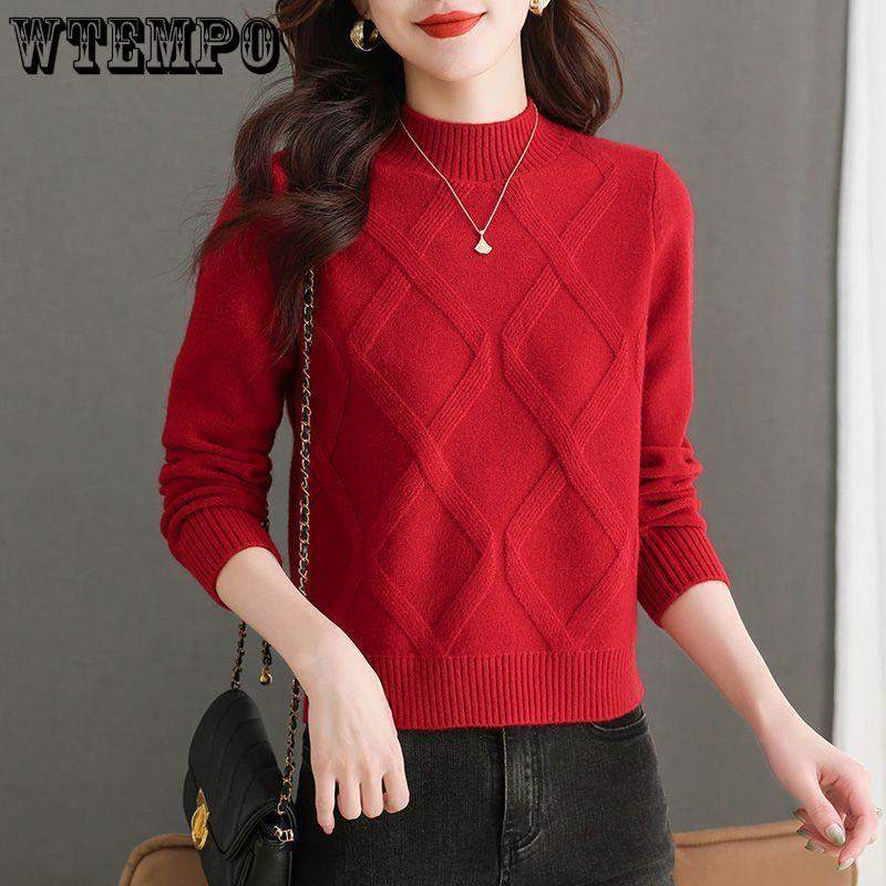 Women's Sweater Loose Thick Knitted Sweater Half High Collar Top Autumn/Winter