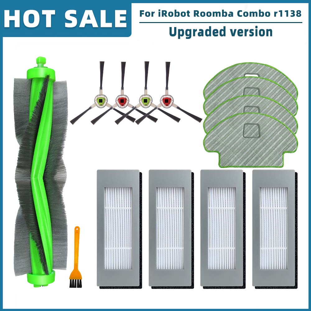 Compatible For iRobot Roomba Combo R1138 Robot Vacuum Cleaner Spare Parts Accessories Main Side Brush Hepa Filter Mop Rag Cloth
