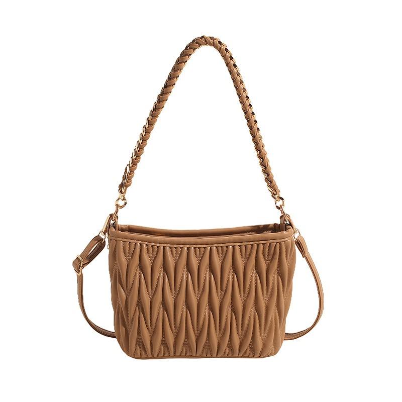 

Модная плиссированная сумка подмышку, женская универсальная сумка-мессенджер, новая нишевая сумка-ведро, сумка на плечо, маленькая квадратная сумка хаки