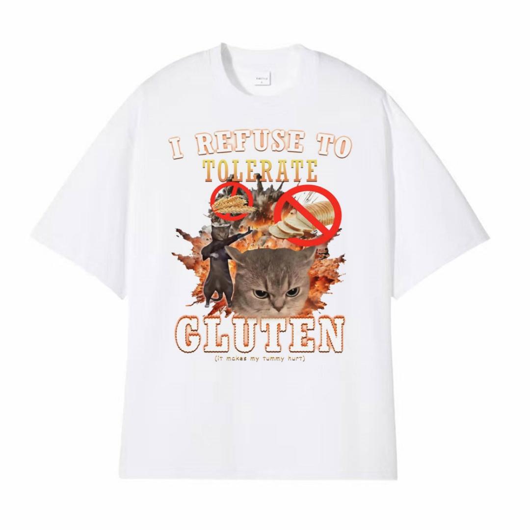 Funny Cat Memes American Retro Graphic Tshirt Summer Fashion Sports Cartoon Print Women Y2k TShirt Casual Clothing S