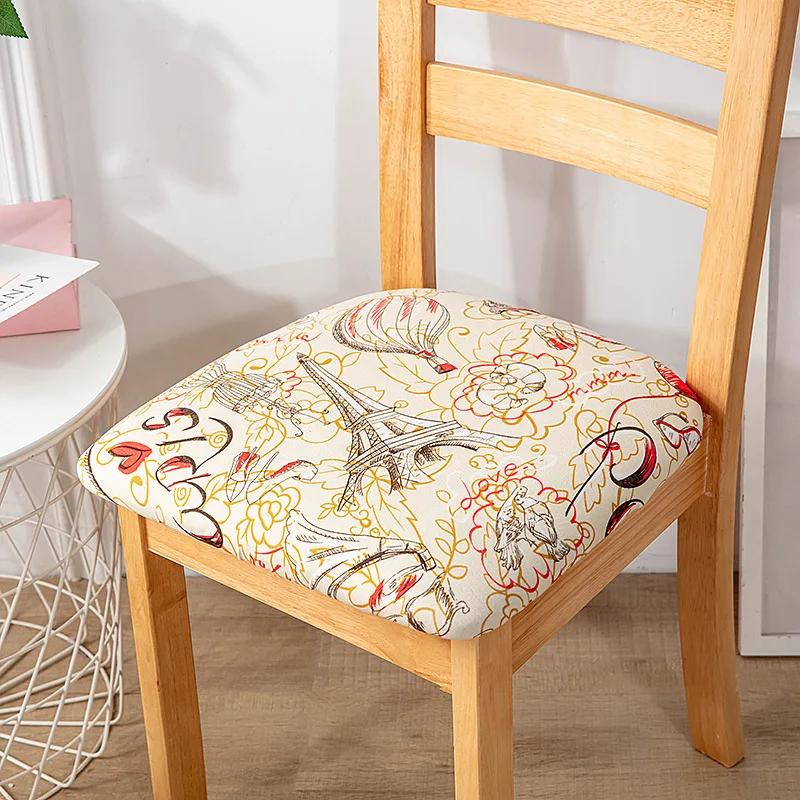 Stretch Printed Chair Seat Cushion Covers For Dining Room Chair Cover For Wedding Banquet Seat Chair Slipcover Home Decor