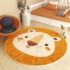 Lion Pattern Carpets for Living Room Fluffy Soft Children Mat Thick Plush Bedside Rug Cartoon Style Bedroom Decor Round Carpet