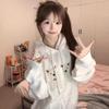 2025 Spring and Autumn Plush Patch Embroidered Hooded Sweater Women's American High Street Loose College Style Casual Jacket