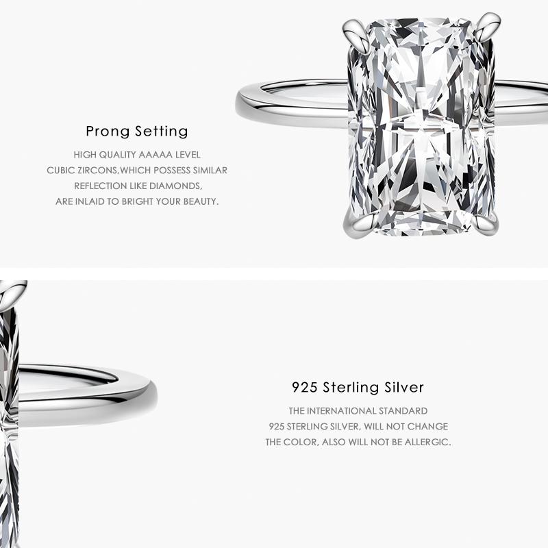 Modian Rectangular Cutting Clear CZ Ring 925 Sterling Silver Luxury Finger Rings For Women Wedding Fine Jewelry