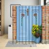Greek Architecture Town Street View Shower Curtain Flower Window Door Bath Curtains Santorini Bathroom Decor Fabric With Hooks