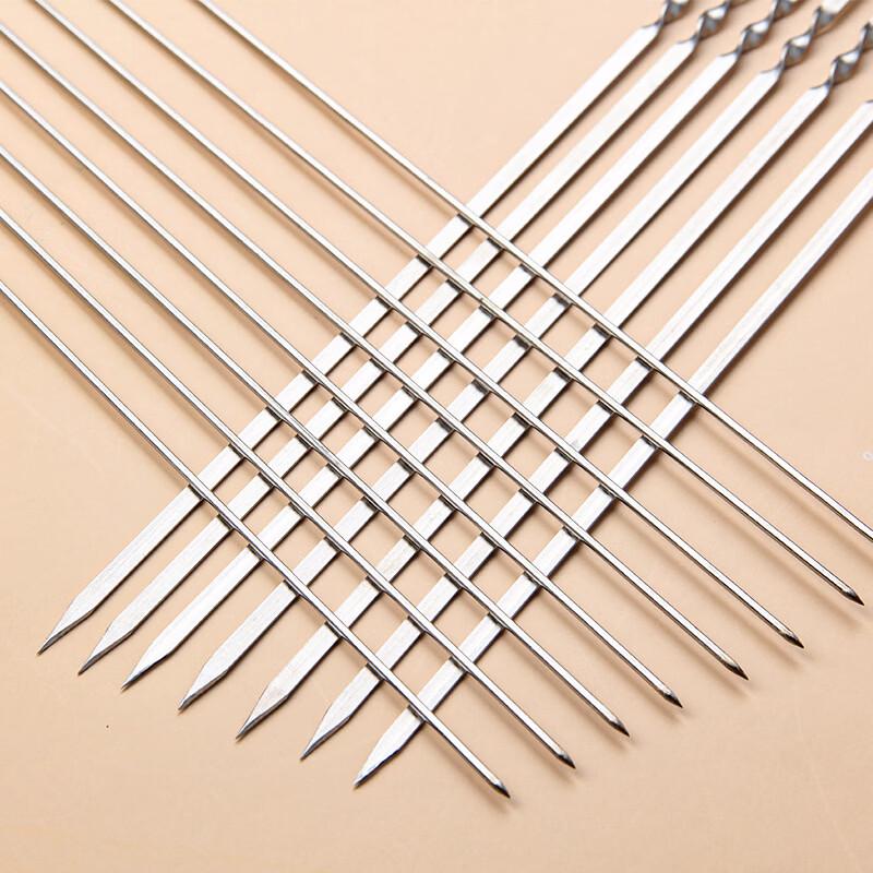 Handun 250-Pack Stainless Steel Flat BBQ Skewers with Wooden Handle