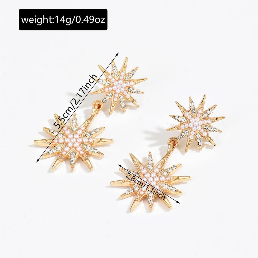 Star Shape Alloy Earrings With Rhinestones For Women Fashion Jewelry Gift