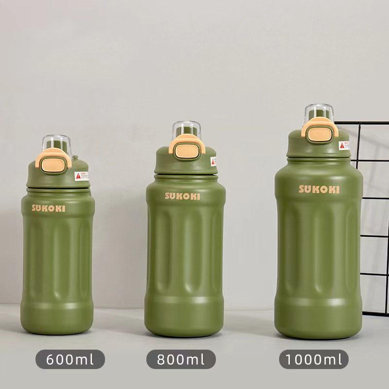 600/800/1000ml Large Capacity 316 Stainless Steel Thermos Cup Portable Handle Outdoor Sports and Fitness Drinking Cup Spring Lid Design Kettle